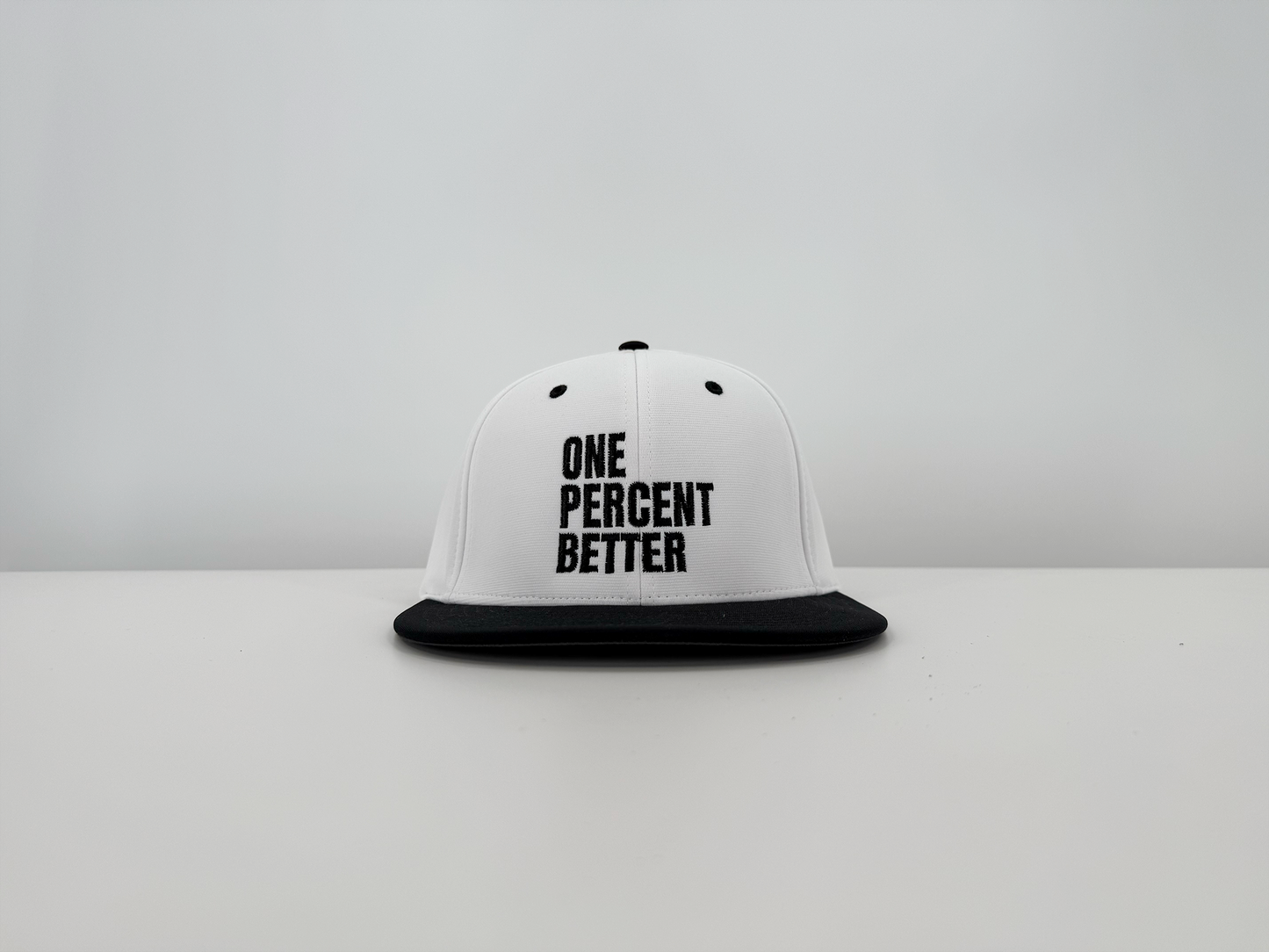 White/Black One Percent Better Hat Front