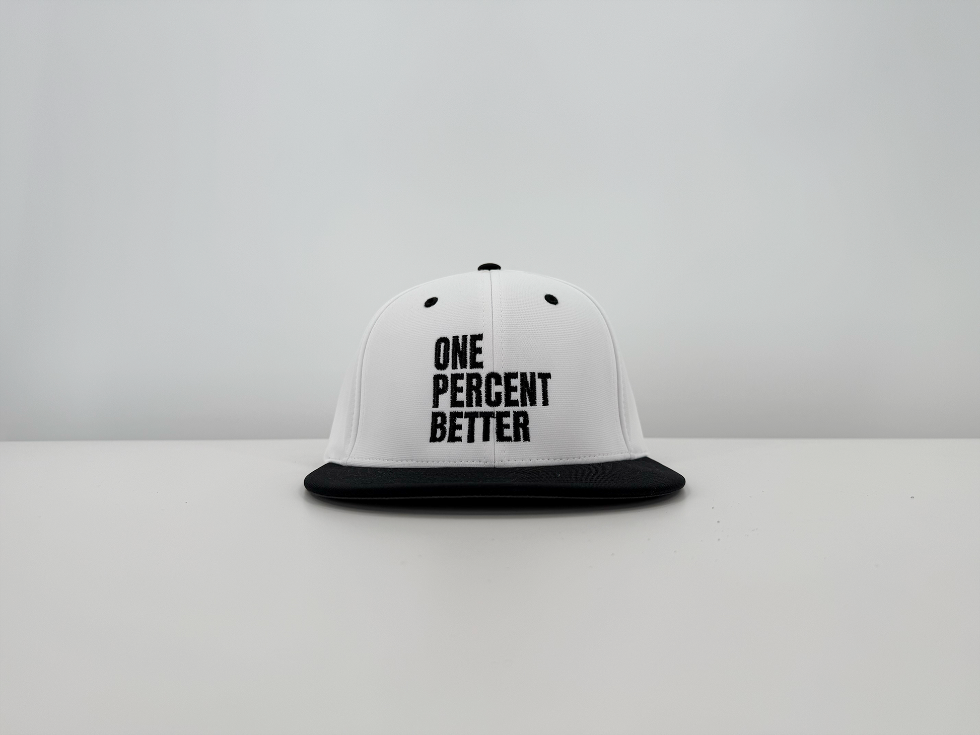 White/Black One Percent Better Hat Front