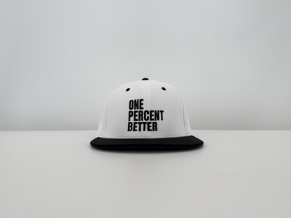 White/Black One Percent Better Hat Front