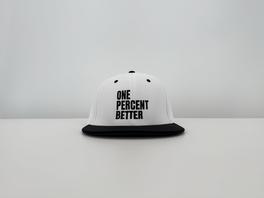 White/Black One Percent Better Hat Front