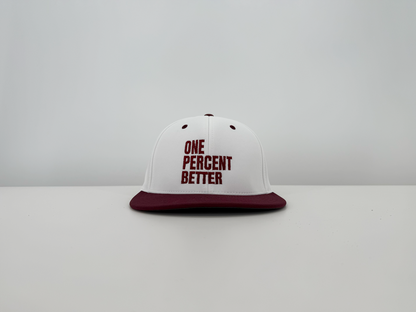White/Maroon One Percent Better Hat Front